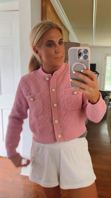 Pink cardigan sweater 💗💗 obsessed with this sweater so much!!!! 

#LTKStyleTip #LTKFindsUnder50