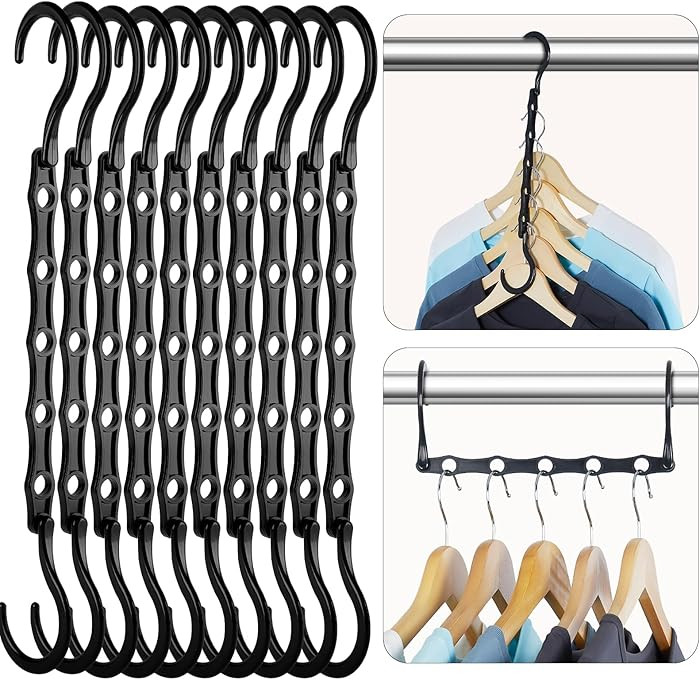 HOUSE DAY Space Saving Hangers Black, 16 Pack, Smart Closet Organizer Space Saver, Sturdy Plastic... | Amazon (US)