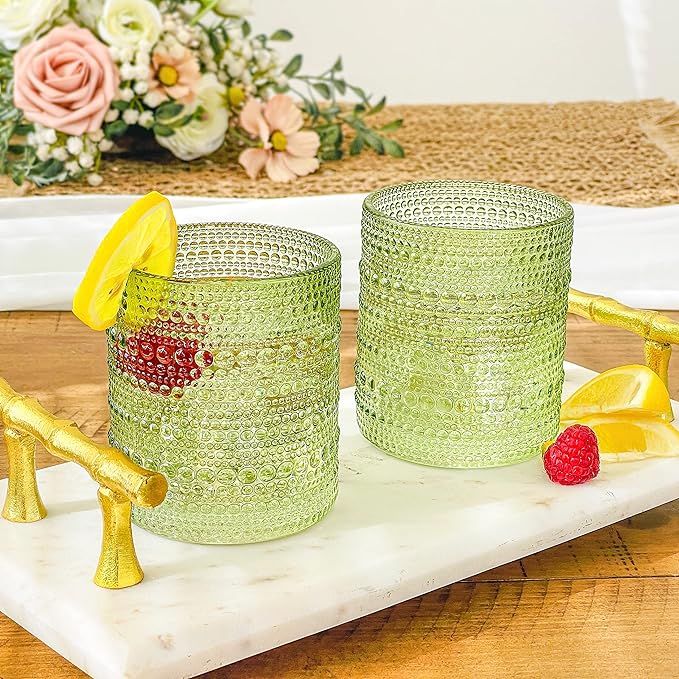 Kate Aspen Sage Green Hobnail Beaded Drinking Glasses Set of 6-10 oz Vintage Glassware Set Cockta... | Amazon (US)