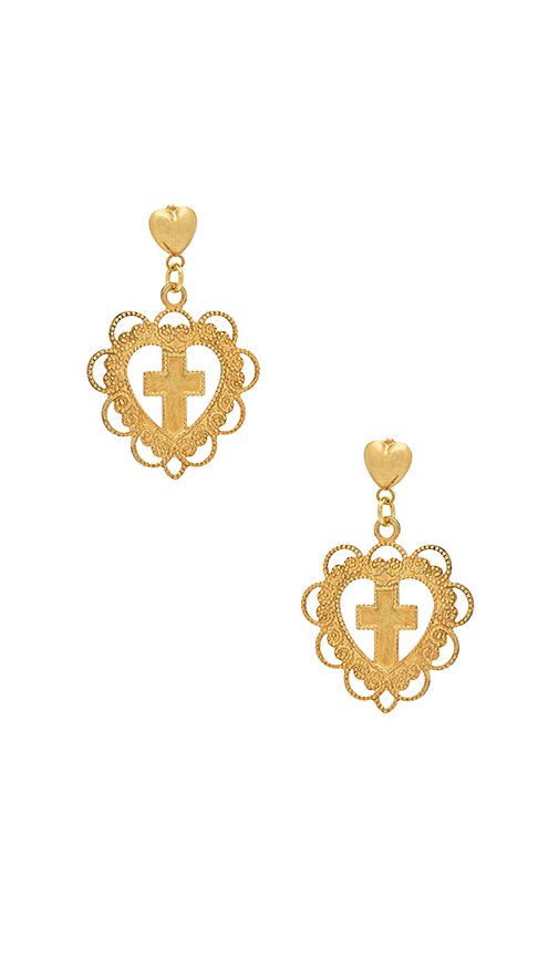 Frasier Sterling Good Girls Go To Heaven Earrings in Metallic Gold. | Revolve Clothing