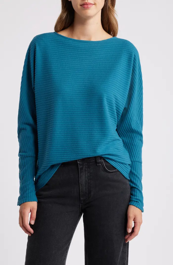 Snap Cuff Dolman Sleeve Rib Top | Nordstrom