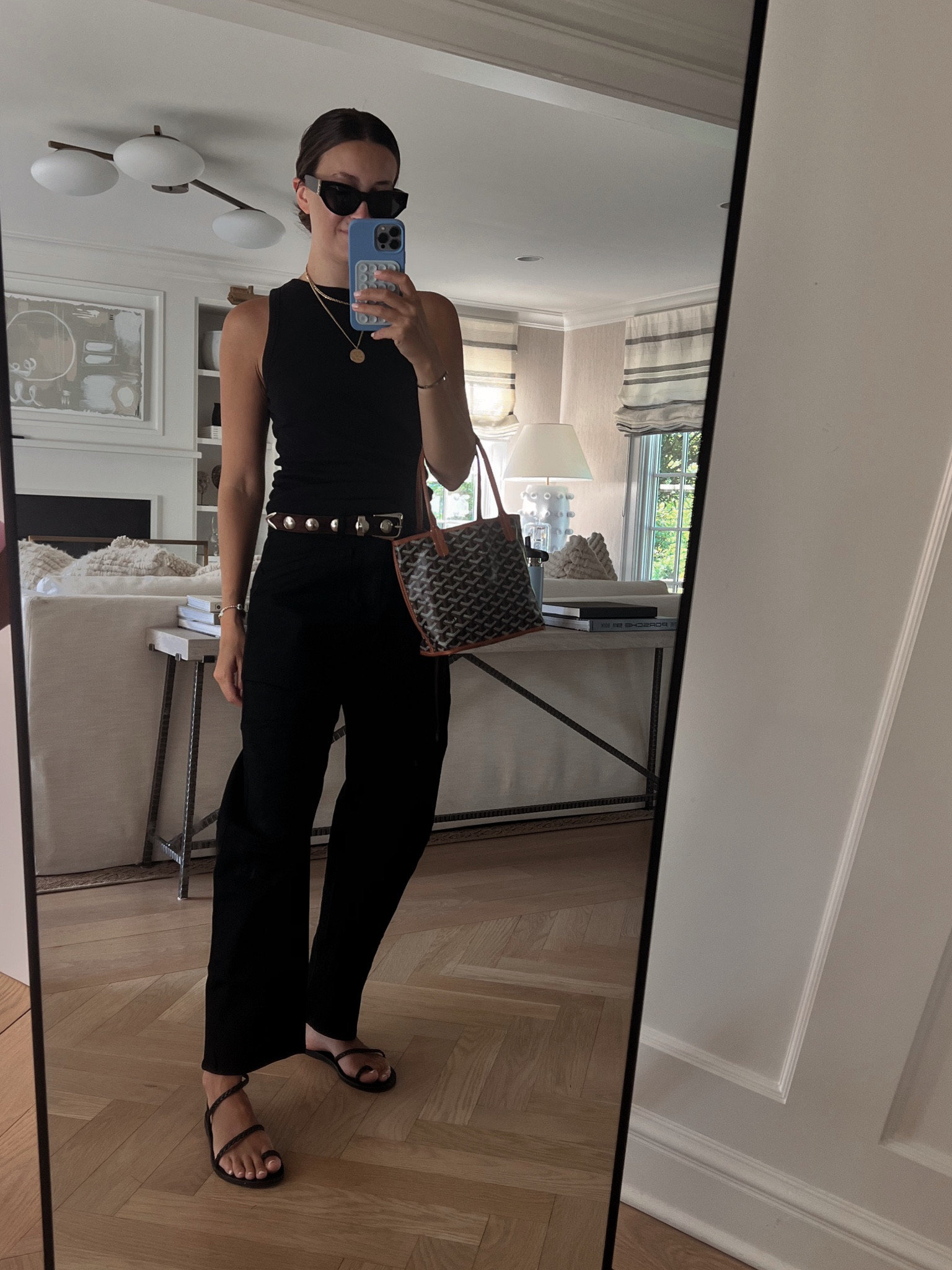 Sizing:
Tank - small
Pants - 25 (they run big, im usually a 26 or 27)
Belt - 80 
Shoes - run small, go up a full size. I’m a true 8 and wearing a 39 
Khaite belt on sale

#LTKfindsunder100