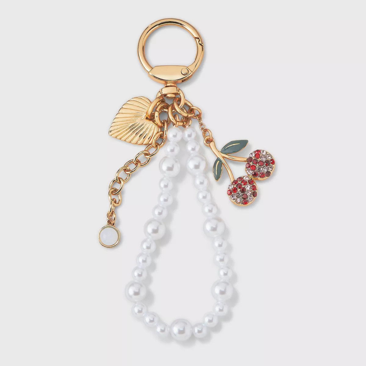 Beaded and Cherry Heart Bag Charm - A New Day™ - Ivory/Gold | Target