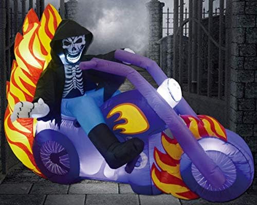 GOOSH Outdoor Halloween Decorations Blow up Yard Outdoor Decorations Grim Reaper on Motorcycle 6f... | Amazon (US)
