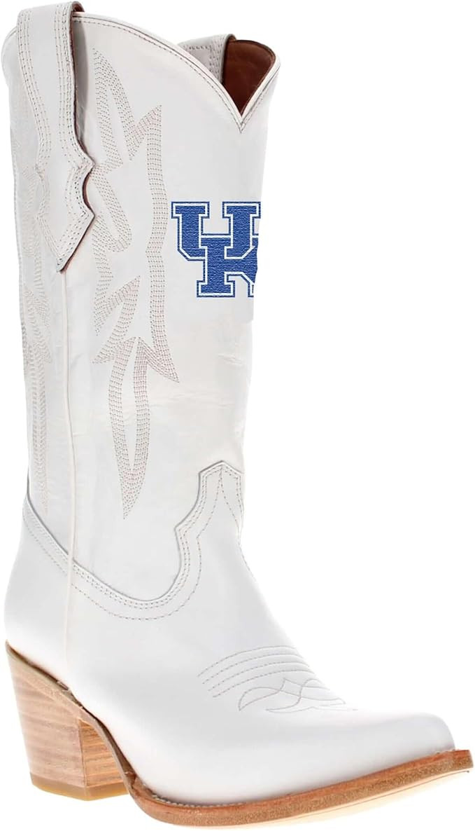 Vaccari Women's Leighton Genuine Leather NCAA League Embroidery Pointed Toe Cowgirl Boots | Amazon (US)