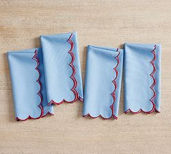 Scallop Border Cotton/Linen Napkins - Set of 4 | Pottery Barn (US)