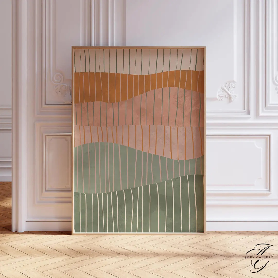 Abstract Landscape Art Print: Earthy Tones, Modern Boho Decor | Etsy (US)