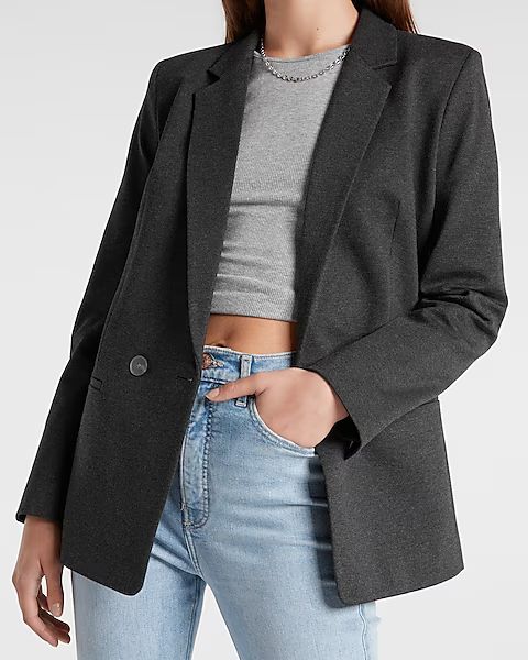 Heathered Double Breasted Boyfriend Blazer | Express