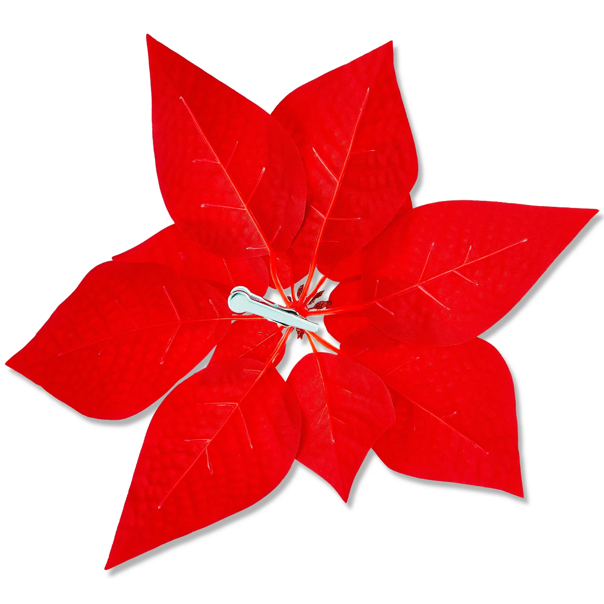 Red Velvet Poinsettia Christmas Clip Ornament, 11 IN, by Holiday Time | Walmart (US)