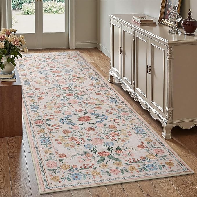 AMOAMI Vintage Floral Runners for Hallways Indoor, 2x6 Kitchen Runner Rug Non Slip Machine Washab... | Amazon (US)