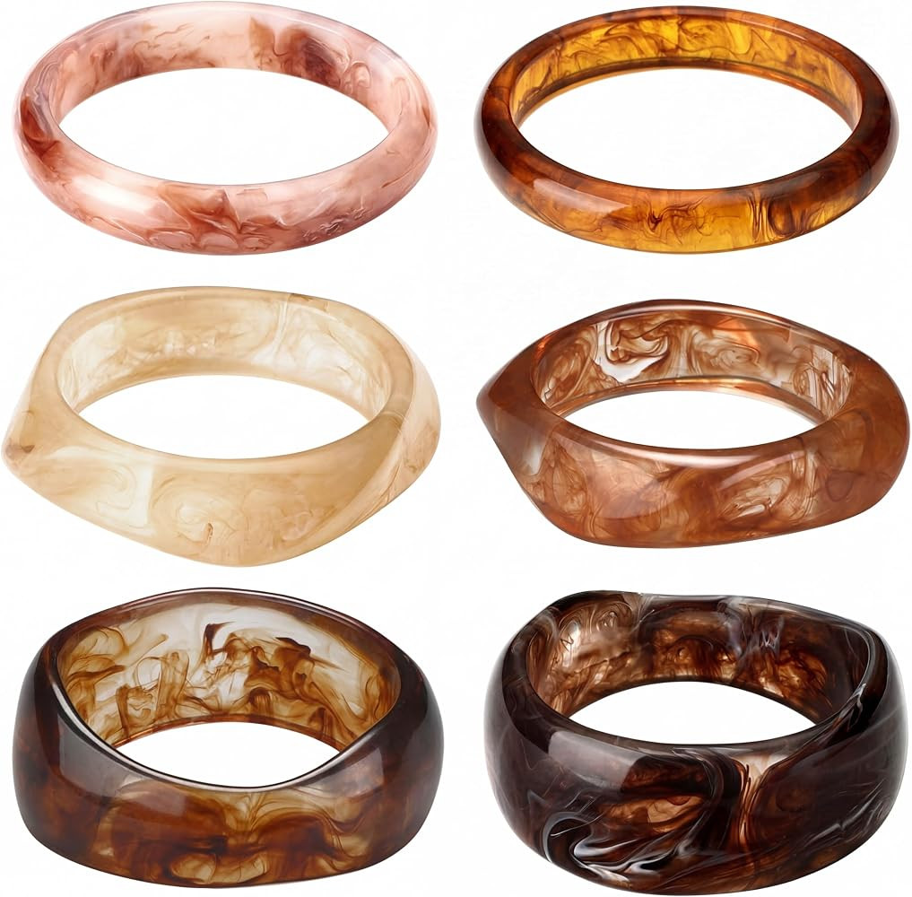 Landical 6 Pcs Acrylic Chunky Bangle Bracelet for Women | Amazon (US)