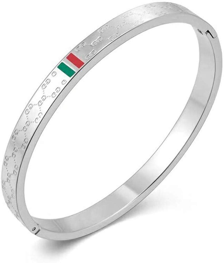 Titanium Steel Fashion Classic Bracelet, Love Bracelet, Red and Green Dark Stripe Bracelet for Me... | Amazon (US)