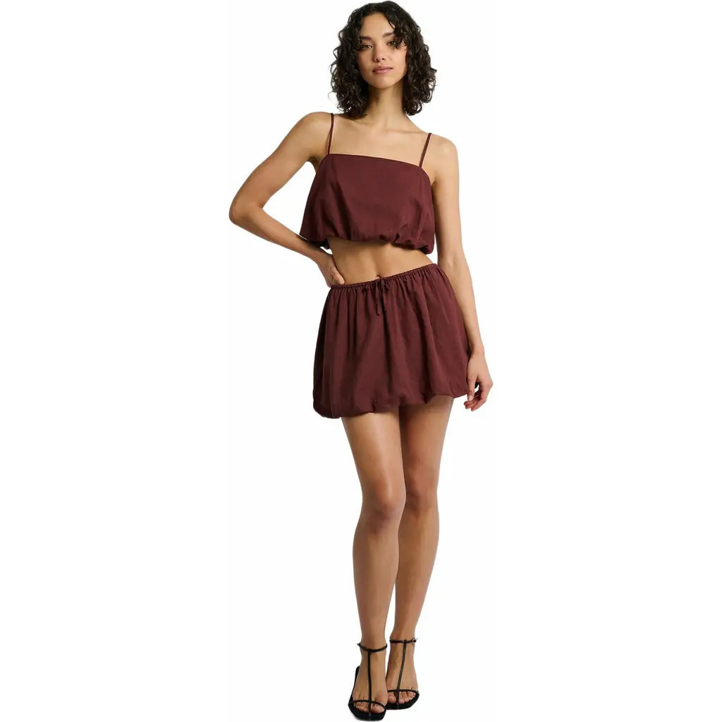 Onia Air Linen Bubble Mini Skirt in Rum at Nordstrom, Size Large | Nordstrom