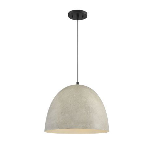 Cora Concrete with Matte Black 16-Inch One-Light Pendant | Bellacor