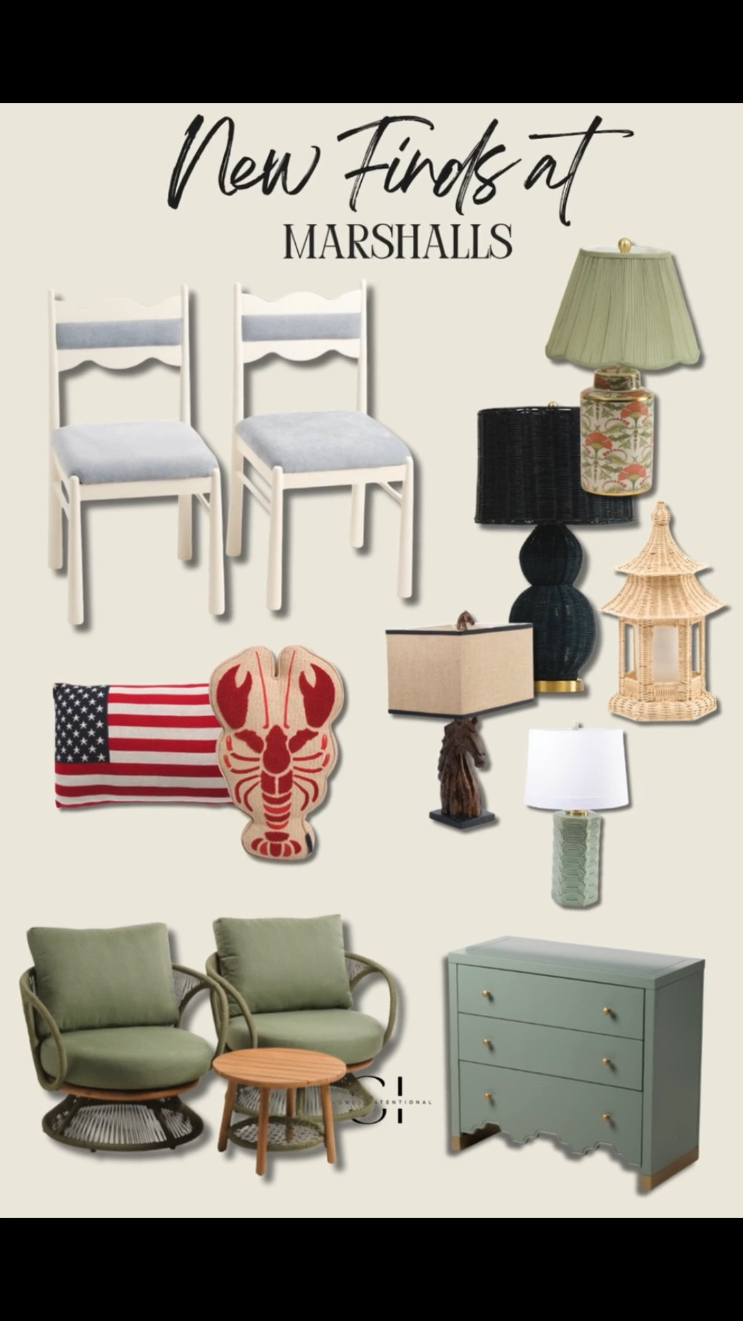 New Marshalls finds! grandmillennial style, coastal grandmother, scalloped furniture, block print lamp, rattan decor, sage green home, marshalls finds, patio furniture, traditional home decor, chinoiserie chic

#LTKMothersDay #LTKHome