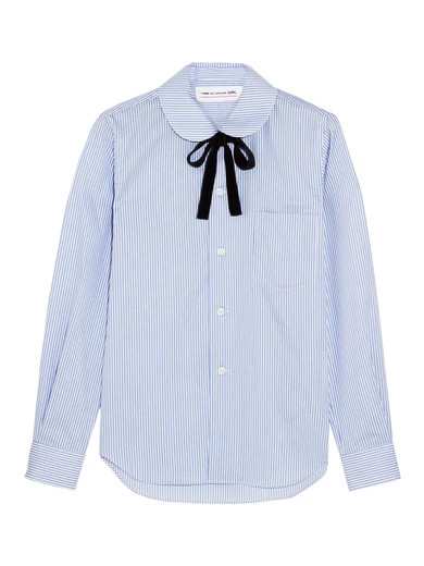Pussy-bow striped cotton-poplin shirt | NET-A-PORTER (UK & EU)