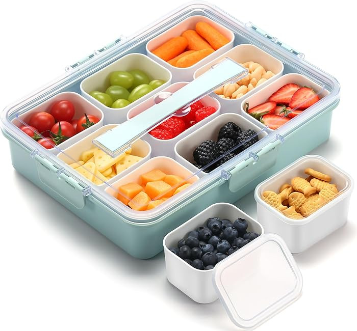 Snackle Box Container for Adults with 9 Compartment, Divided Serving Tray Snack Box Containers wi... | Amazon (US)