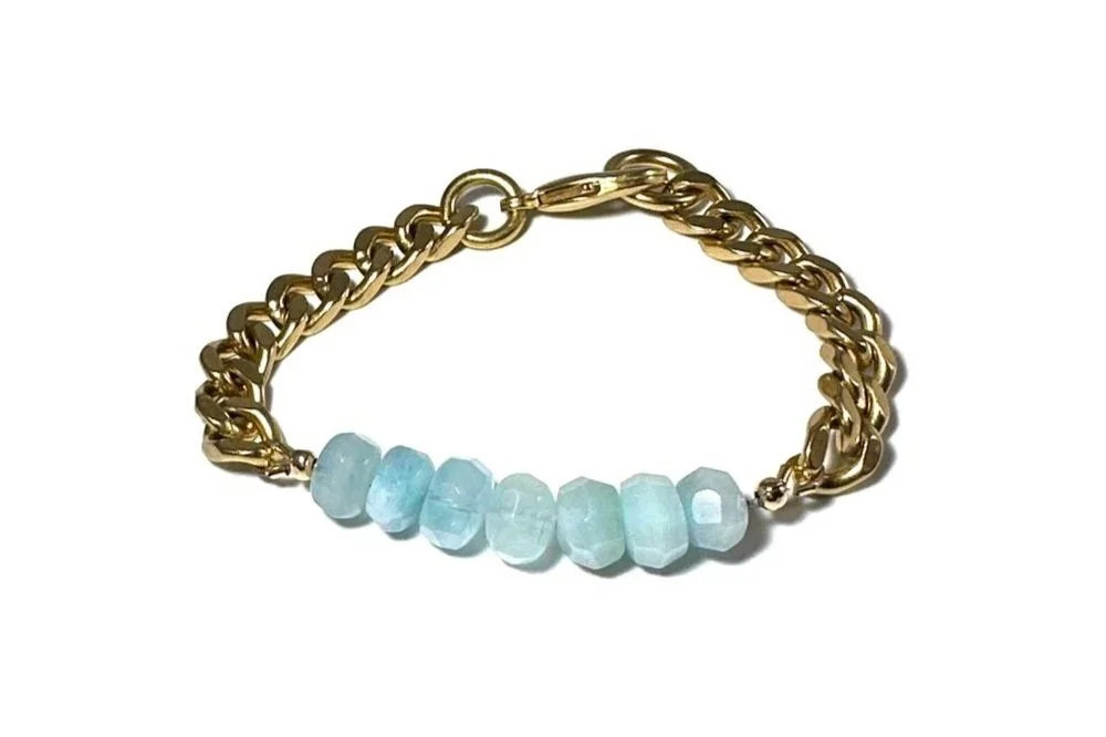 REMIX: FACETED AQUAMARINE RONDELLES BRACELET \u2014 Rachel Nathan | Rachel Nathan