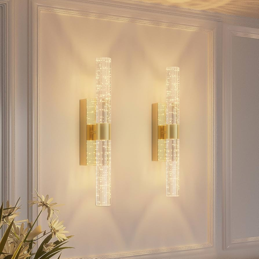 camuucci Battery Operated Gold Wall Sconces Set of 2 Rechargeable Battery Powered Wall Light with... | Amazon (US)