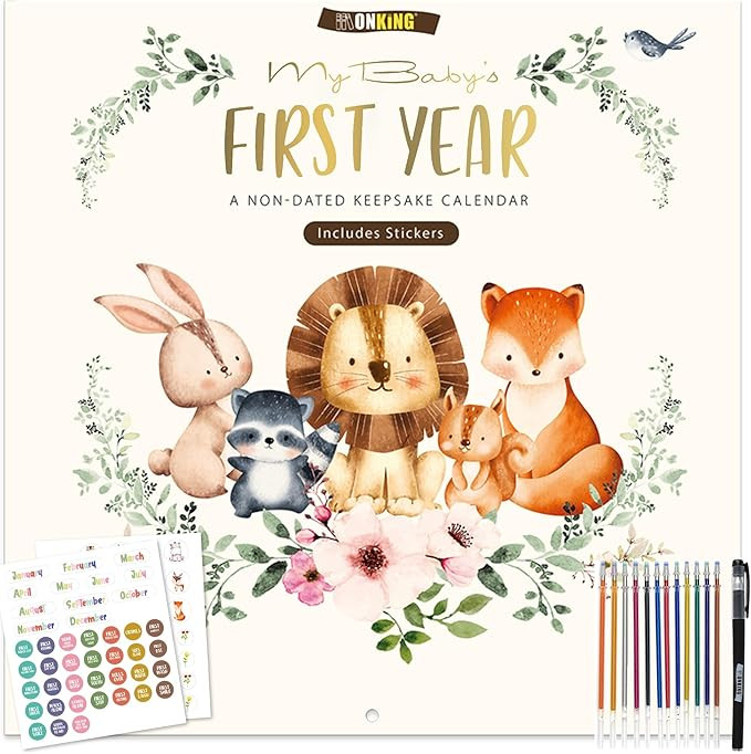 Baby's First Year Calendar with Stickers by Bright Day - 1st Year Tracker - Baby Memory Book for ... | Amazon (US)