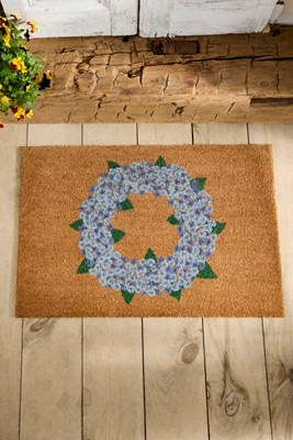 Hydrangea Wreath Coir Doormat | Anthropologie (US)