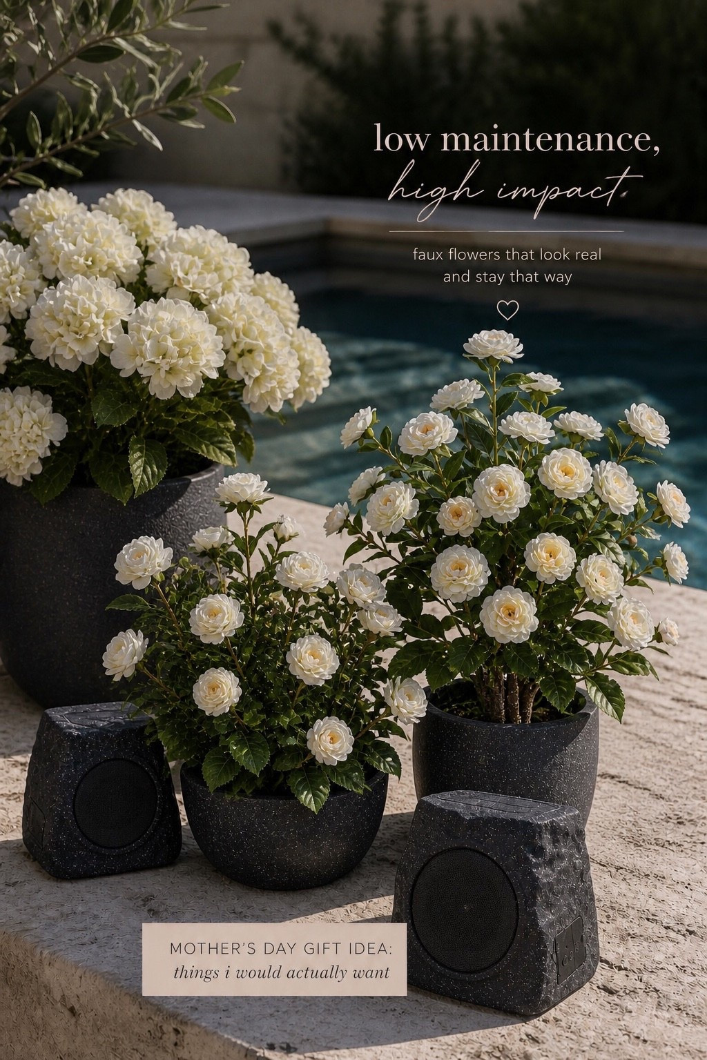 these faux flowers are the way to go 🤍

I have them in my planters and everyone thinks they’re real… no maintenance, always look perfect, and honestly cost about the same as buying fresh flowers over and over

paired them with the solar rock speakers and it just makes the whole backyard feel done🎵

everything linked if you’re updating your outdoor space for summer✨

⸻


faux flowers, artificial hydrangeas, outdoor planters, fake plants outdoor, backyard decor, outdoor styling, patio decor, solar speakers, outdoor speakers.

#LTKSeasonal #LTKHome