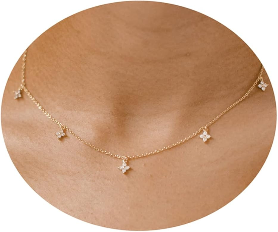 Tewiky Diamond Pendant Necklace for Women， Dainty Gold Layered Necklaces 14k Gold Plated Stacke... | Amazon (US)