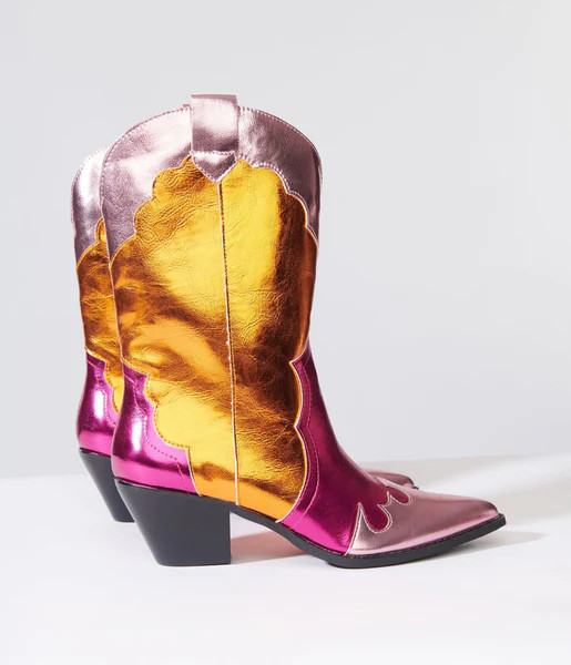 Metallic Multicolored Cowboy Boot | UniqueVintage