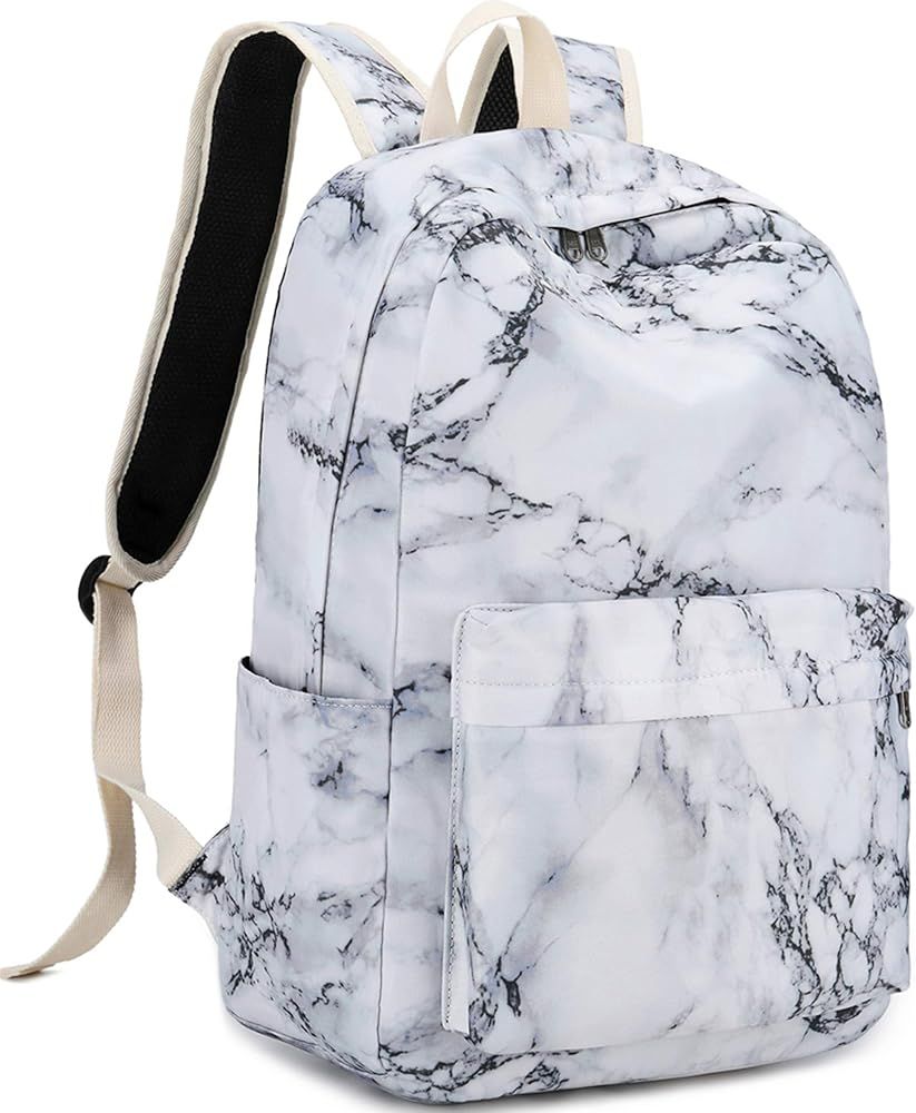 School Backpack Teen Girls Lightweight College Waterproof School Laptop Casual Backpack (Marble) | Amazon (US)