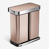 simplehuman 58 Liter / 15.3 Gallon Rectangular Hands-Free Dual Compartment Recycling Kitchen Step, R | Amazon (US)
