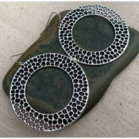 Big Round Boho Earrings - Silver Statement Large Circle Geometric Ethnic Gifts For Her | Etsy (US)