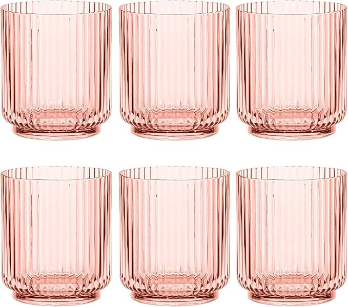 Mesa Acrylic Double Old Fashioned Drinkware, Indoor/Outdoor, Pink, 15-Oz., Set of 6 | Amazon (US)