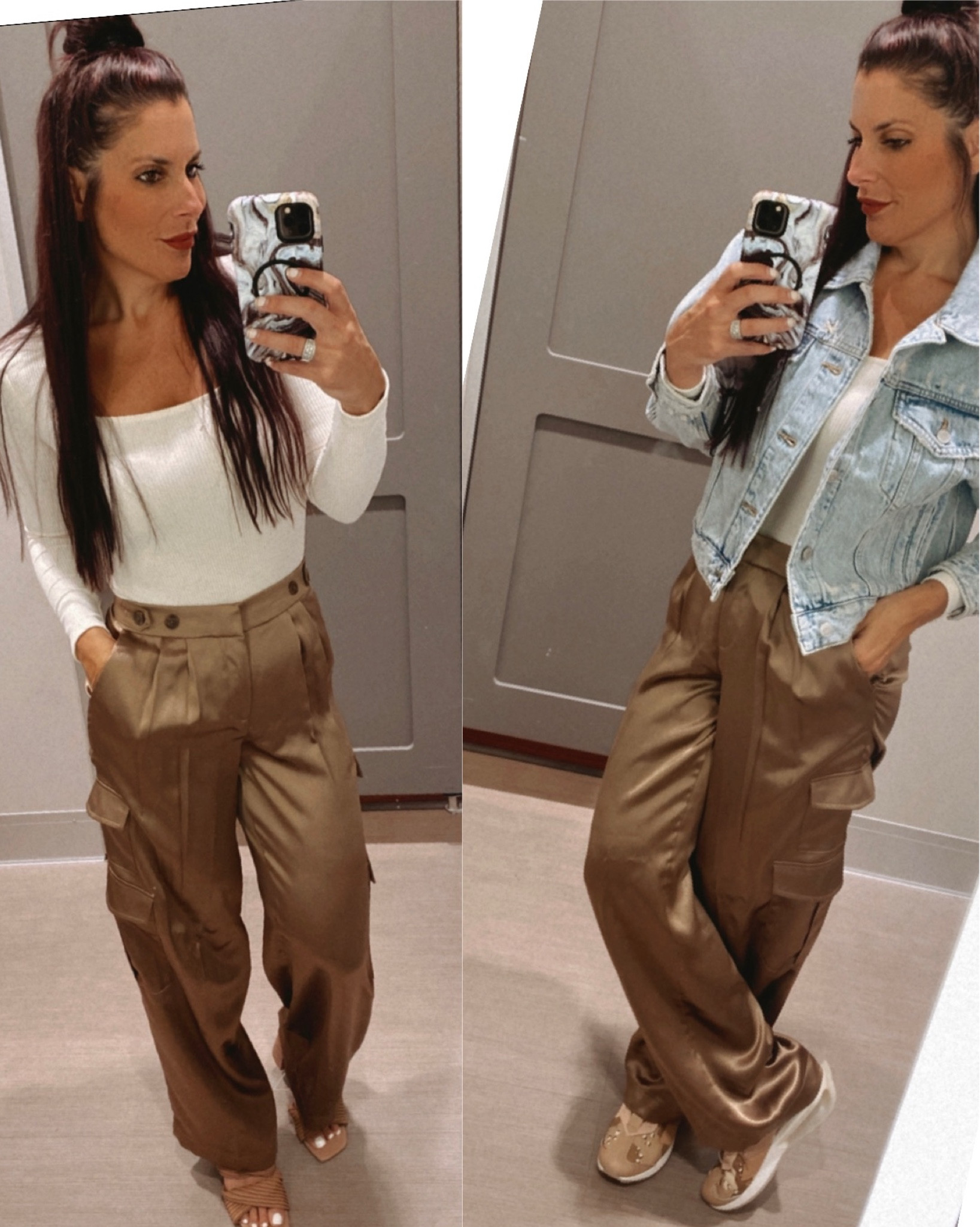 SweatyRocks Women's High Waist Satin Wide Leg Pants Casual Work Office Faux  Silk Long Trousers with Pockets