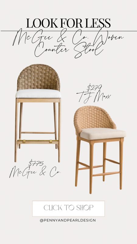 It was just a matter of time until TJ Maxx came up with a dupe of one of our favorite woven counter stools— the Molly from McGee & Co. The Molly stool runs $775 and the TJ Maxx version is $279 so it’s a great lookalike on a budget!



#LTKstyletip #LTKhome #LTKsalealert