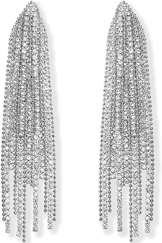 Humble Chic Simulated Diamond Long Earrings for Women - Cubic Zirconia Crystal Statement Dangle E... | Amazon (US)