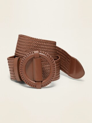 Braided Faux-Leather O-Ring Belt for Women (2-inch) | Old Navy (US)