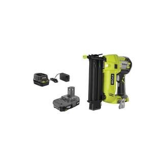 RYOBI ONE+ 18V Lithium-Ion Cordless AirStrike 18-Gauge Brad Nailer with (1) 1.5 Ah Battery and (1... | The Home Depot