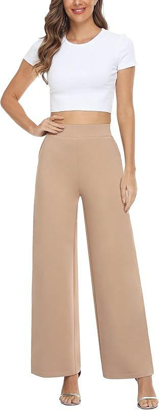 MISS MOLY Women's High Waist Wide Leg Palazzo Pants Business Casual Stretch Trousers Dress Pants | Amazon (US)