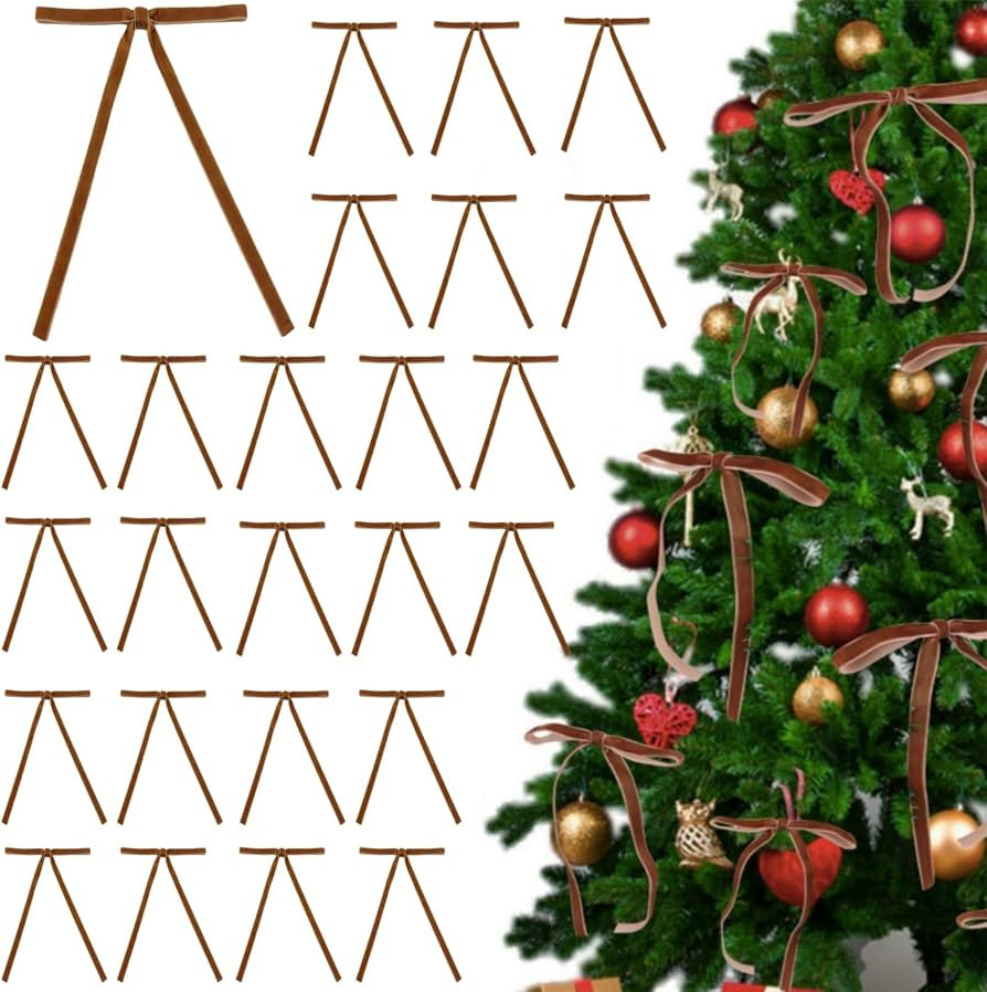 Velvet Christmas Tree Bows Rustic Crafts Gift Bows 5 * 7 inch Velvet Ribbon Bows Door Garland Wre... | Amazon (US)