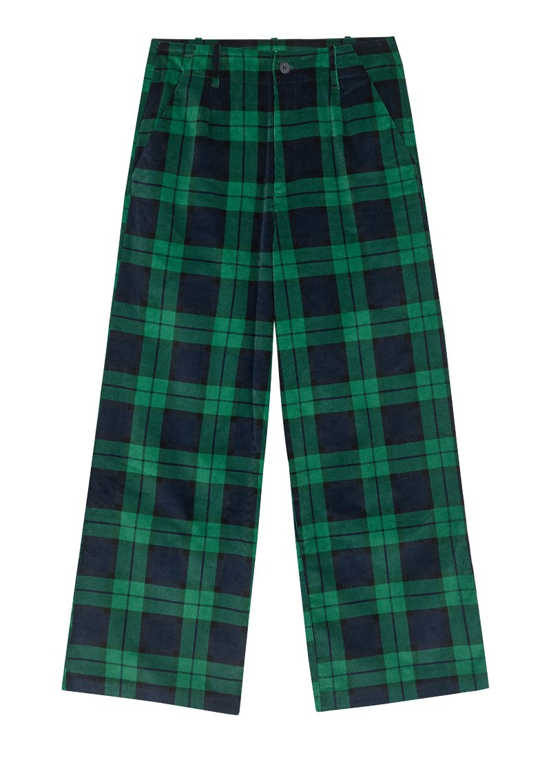 Pip Check Print Corduroy Wide Leg Trousers | Joanie