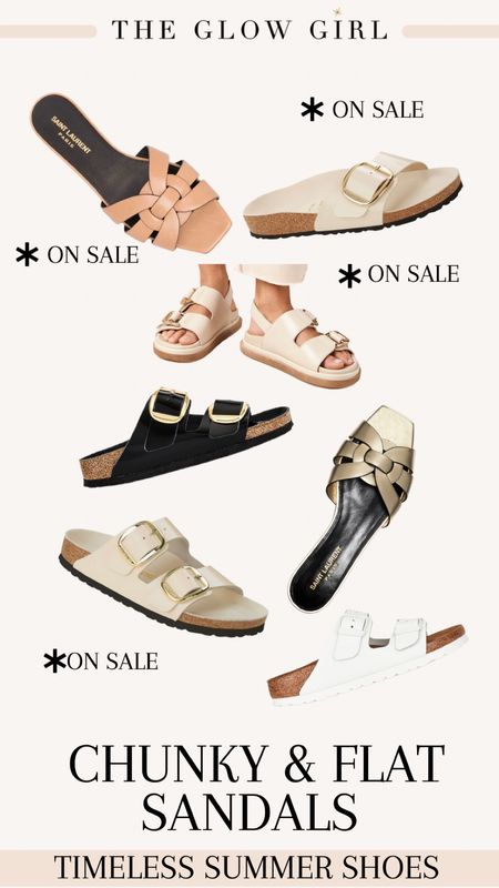 My Timeless Summer Shoe Edit 👡 
These classic shoe styles withstand the test of time—
Why these styles? #GlowGirlCertified
✨Classic designer flat sandals are worth it. I justify the splurge because I wear them year in and year out. 
✨Chunky Sandals are always on trend. The two-buckle detail made famous from Birkenstocks never go out of style and many top designers have their own versions too!

#shoetrends #salealert #summersandal #nordstromsale #comfortablefootwear 

#LTKxNSale #LTKshoecrush #LTKsalealert