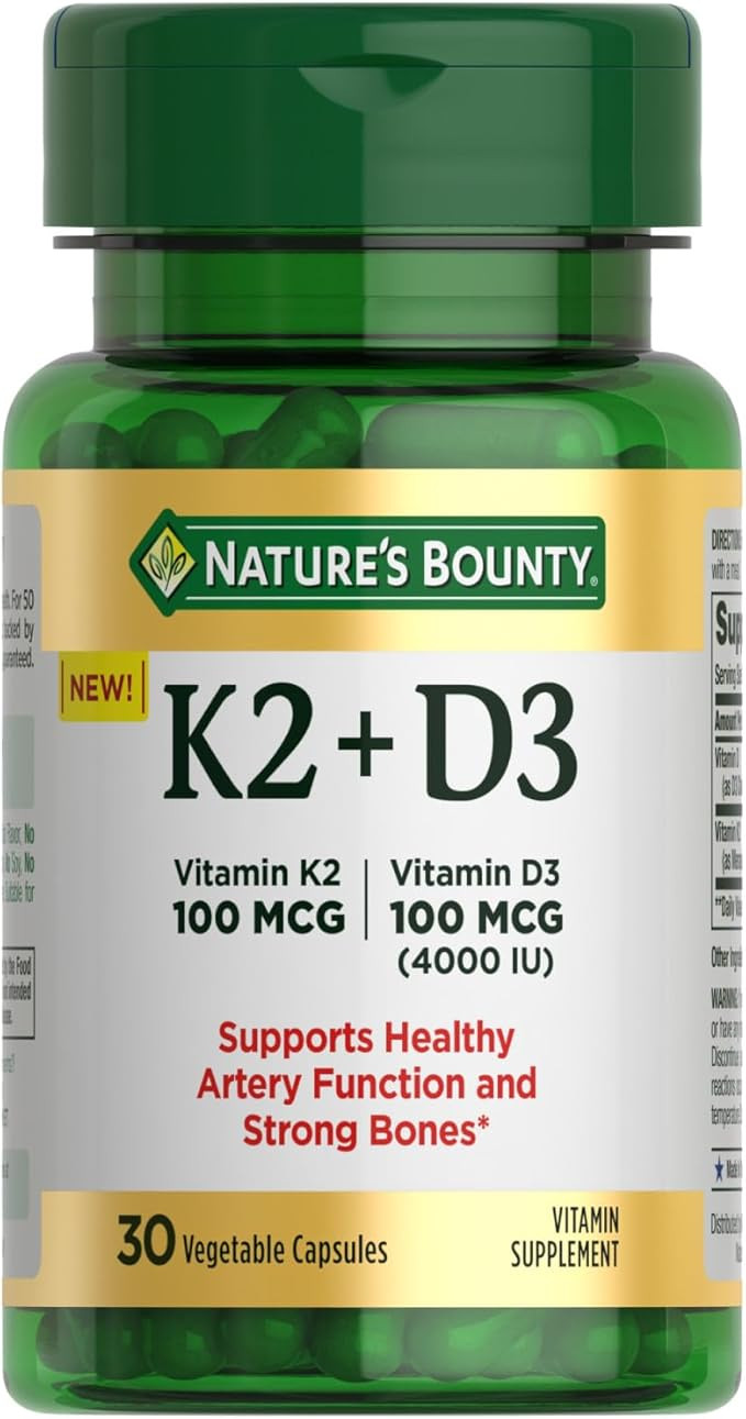 Nature's Bounty Vitamin D3 K2 Supplement, 4000 IU Vitamin D3 Plus 100 mcg of Vitamin K for Heart ... | Amazon (US)