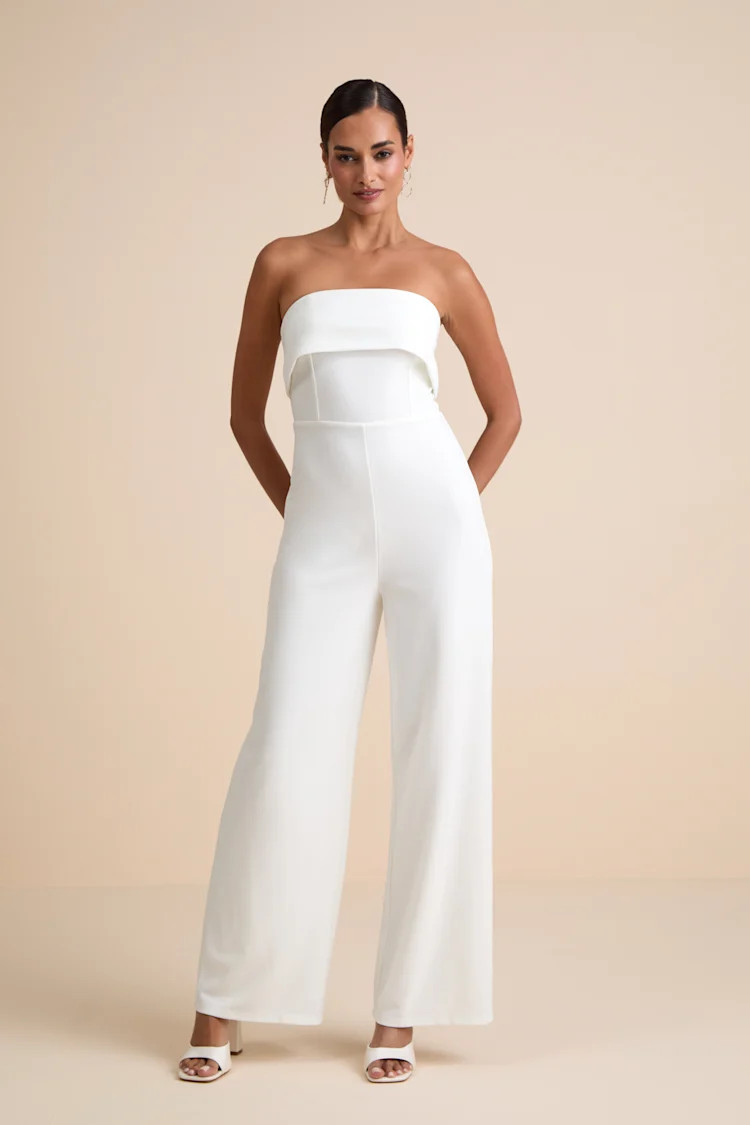 Carmo White Strapless Straight Leg Jumpsuit | Lulus