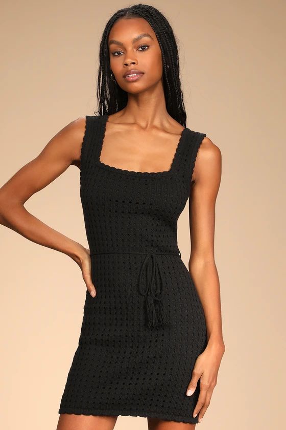 Free and Breezy Black Knit Mini Sweater Dress | Lulus (US)