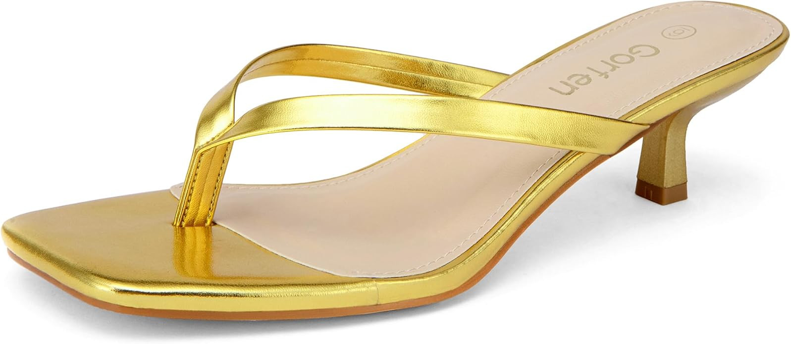 Women's Kitten Heel Sandals Square Toe Slip-On Flip Flop Heels Thong Sandals for Summer 2 Inch He... | Amazon (US)