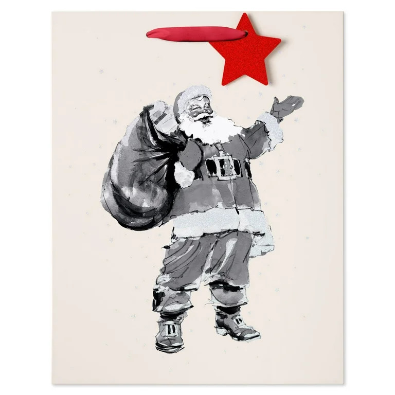 American Greetings 13 in. Large Christmas Ivory Gift Bag, Santa Claus (1-Count) | Walmart (US)