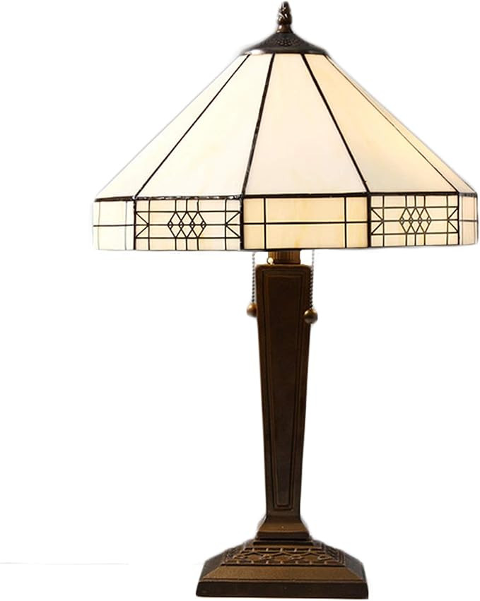 Warehouse of Tiffany T14M113 Tiffany Mission-Style White Table Lamp, Brown | Amazon (US)