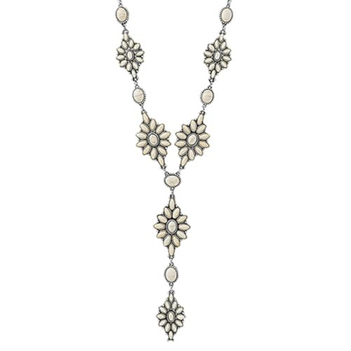 Rosemarie & Jubalee Women's Vintage Western Y-Drop Necklace, Howlite Stone, Natural White, 24" wi... | Amazon (US)