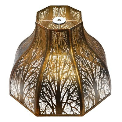 ALUCSET Octagonal Lotus Metal Lamp Shade, Engraved Forest Pattern, Antique Bronze & Gold, Spider Fitter, 5.32×13×9.5in For Table & Floor Lamps | Target