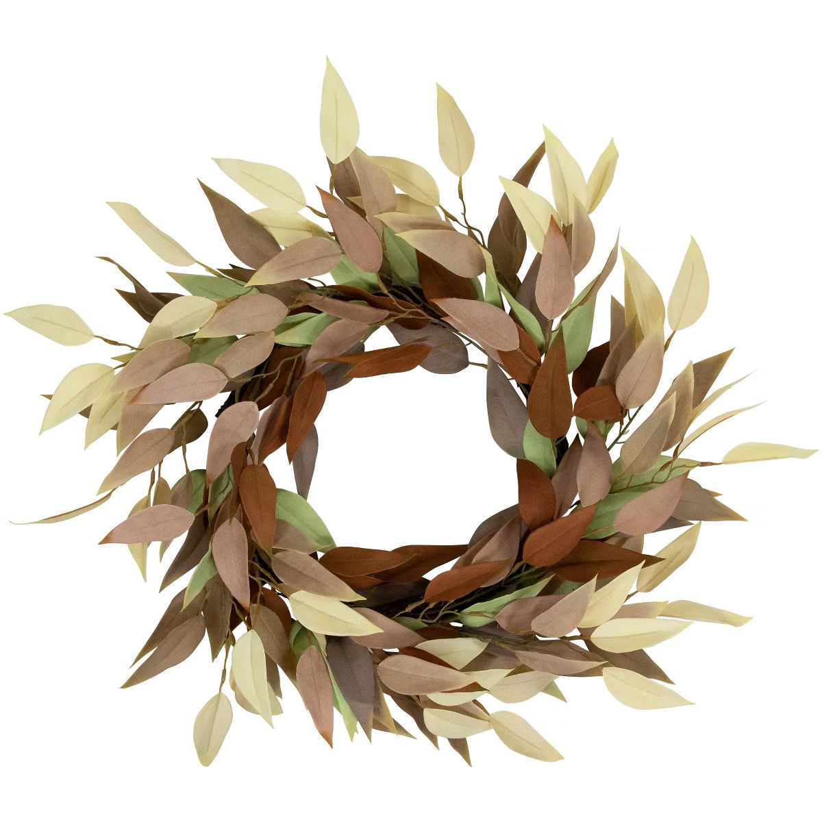 Northlight Autumn Harvest Neutral Fall Foliage Leaf Wreath, 22-Inch, Unlit | Target